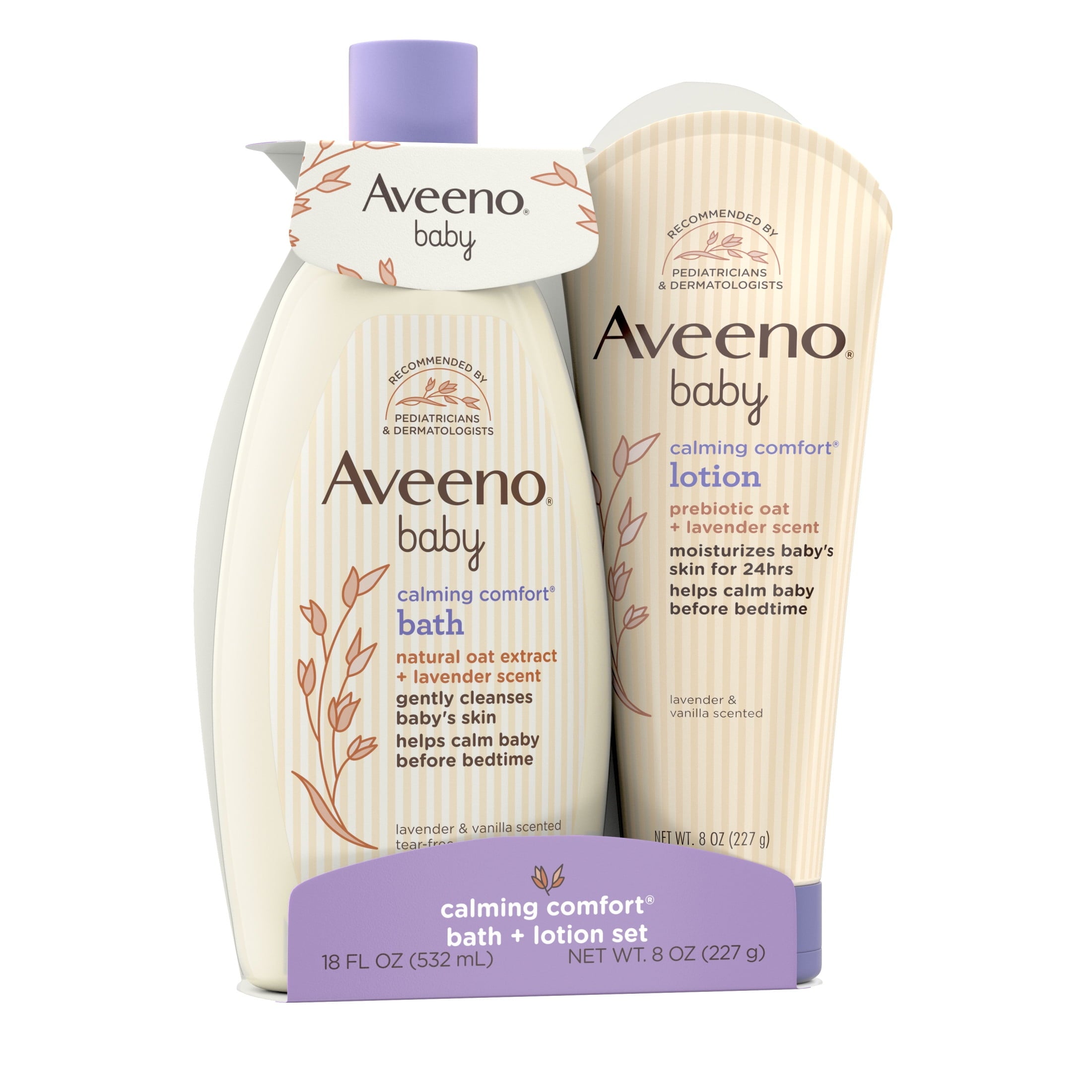Aveeno Baby Calming Comfort Bedtime Unisex Infant Baby Gift Set with W