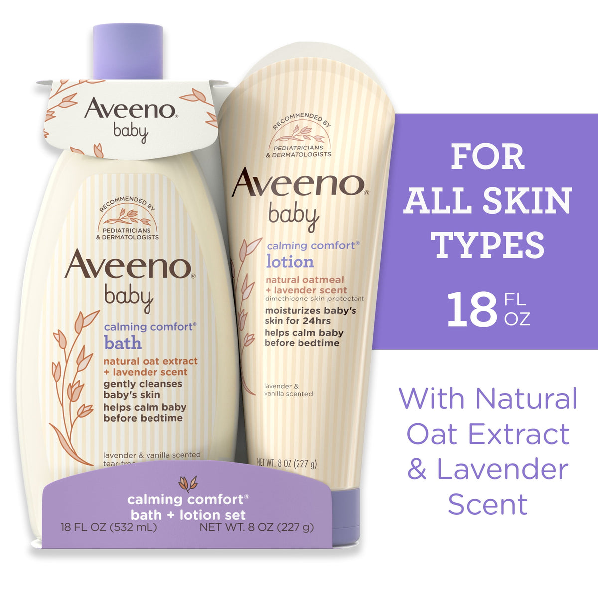 Aveeno Baby Calming Comfort Bedtime Unisex Infant Baby Gift Set with W